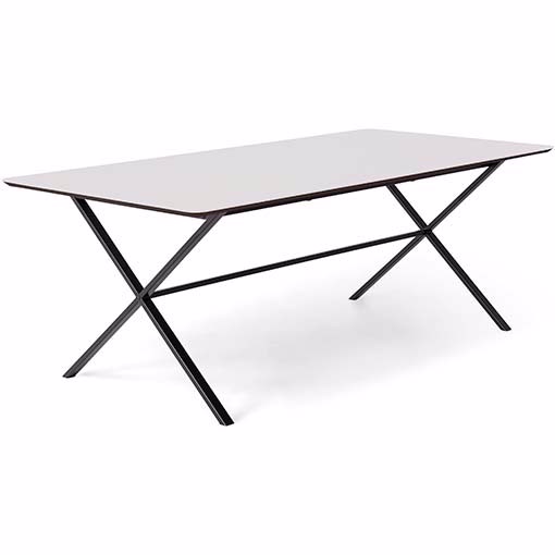 Meza Hammel Rounded Spisebord 210 100 Hvid Laminat Sort Krydsstel