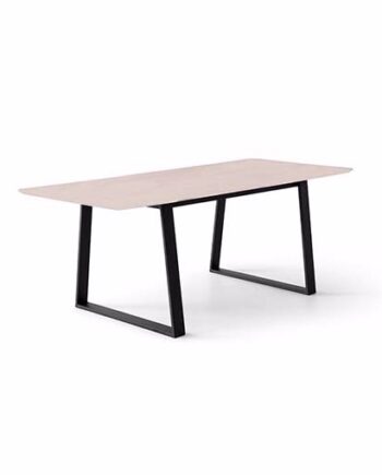 Meza Hammel  Rounded Spisebord  Hvidpigmenteret Trapez Stel