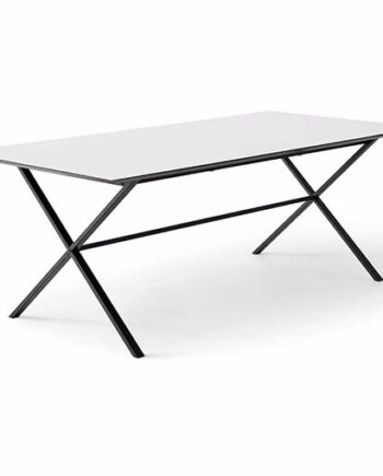Meza Hammel  Square Spisebord 210 100  Hvid Laminat Sort Krydsstel