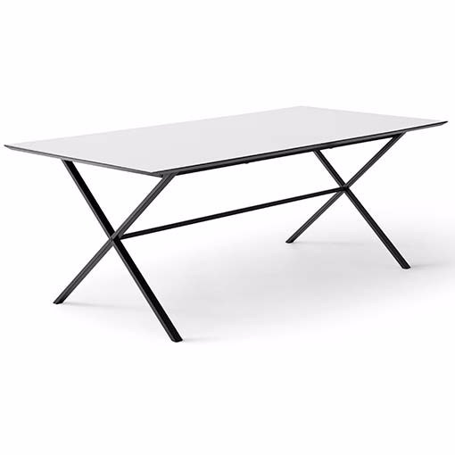 Meza Hammel Square Spisebord 210 100 Hvid Laminat Sort Krydsstel