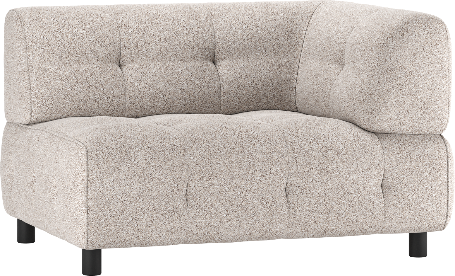 Modulær Sofa Sæders Højre Arm Woood Louis Grov Melange Lysegrå Polyester 122x90x73
