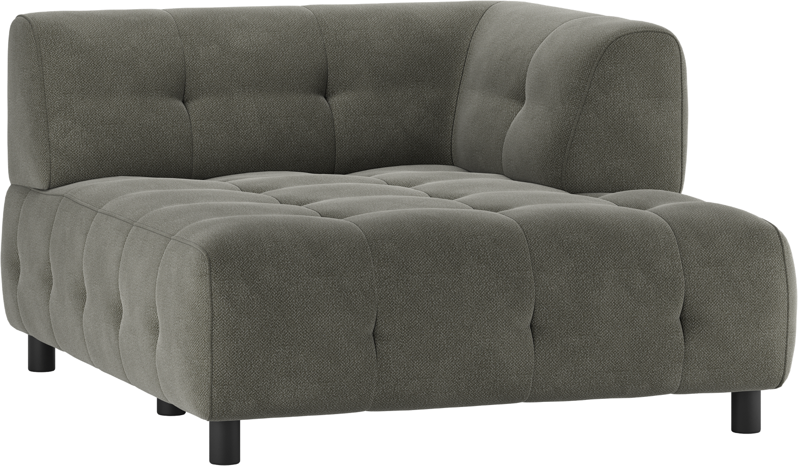 Modulær Sofa Woood Louis Pers Chaiselong Højre Arm Grøn Vævet Polyester