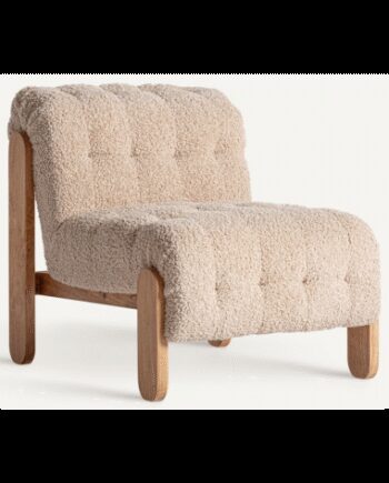 Neyprat Lænestol Fyrretræ Polyester Plys H72 Lysebrun Beige