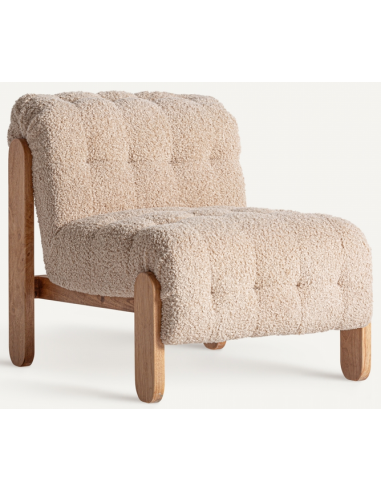 Neyprat Lænestol Fyrretræ Polyester Plys H72 Lysebrun Beige