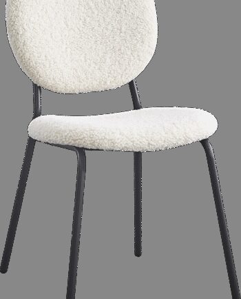Nordlys Furniture Suzuka Spisebordsstol Spisestol Hvid Boucl Med Sortlakerede Metalben