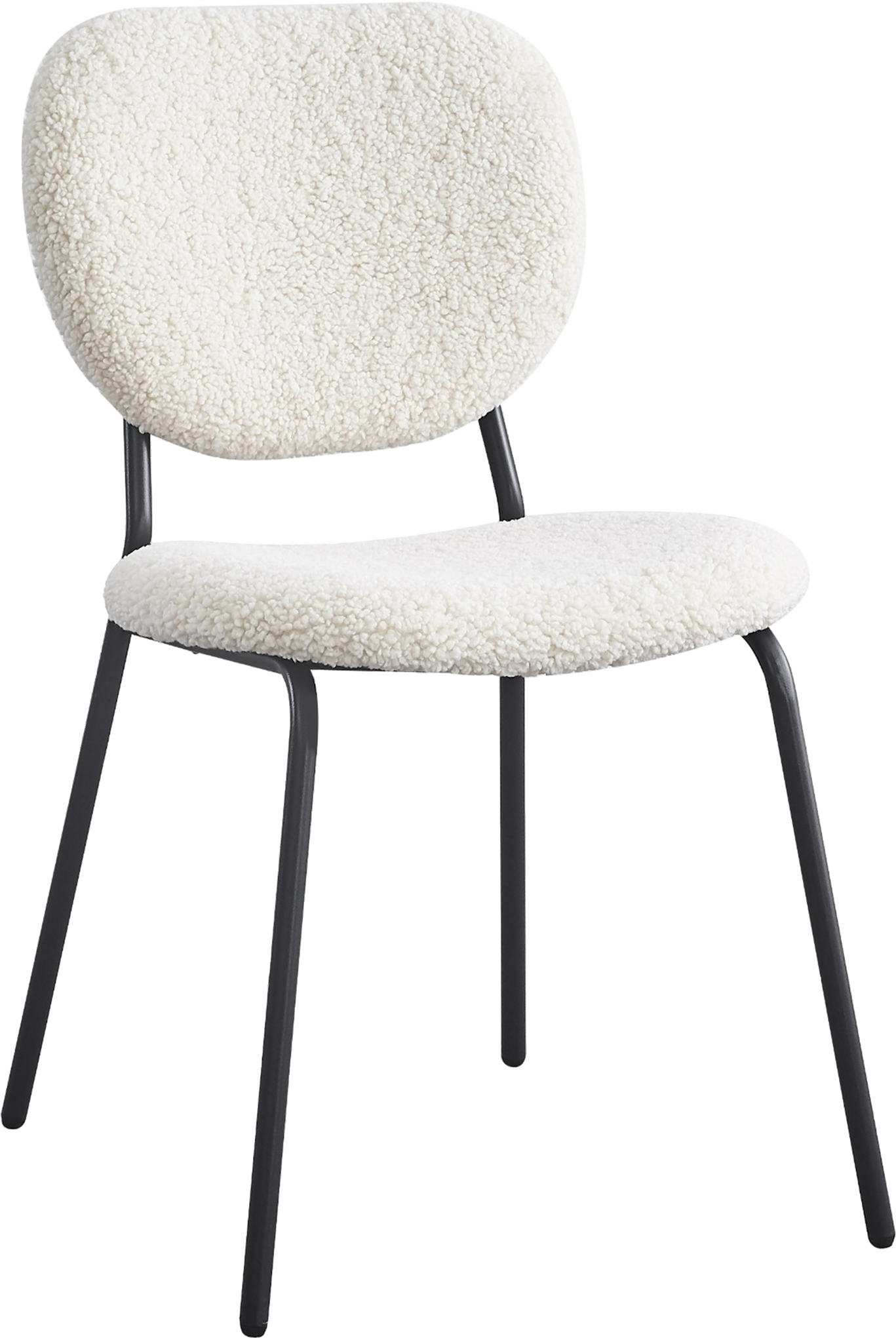 Nordlys Furniture Suzuka Spisebordsstol Spisestol Hvid Boucl Med Sortlakerede Metalben