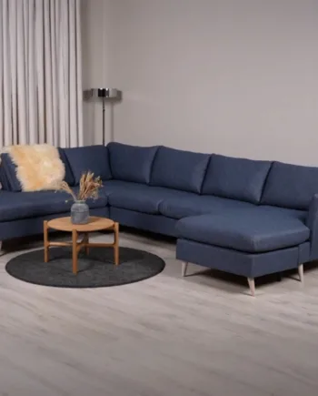 Odense Sofa  Højrevendt Blå Sofa Med Chaiselong
