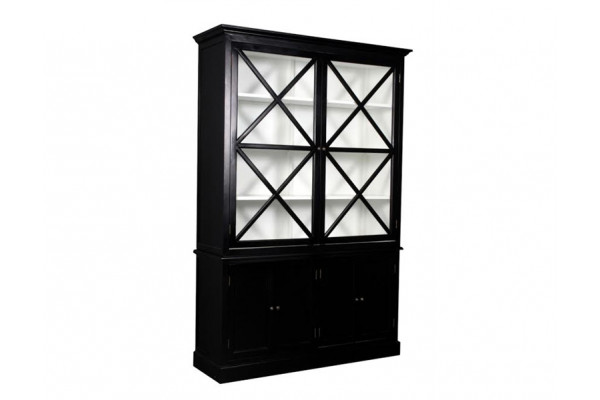 Orø Vitrineskab 211x142x46 Sort Hvid