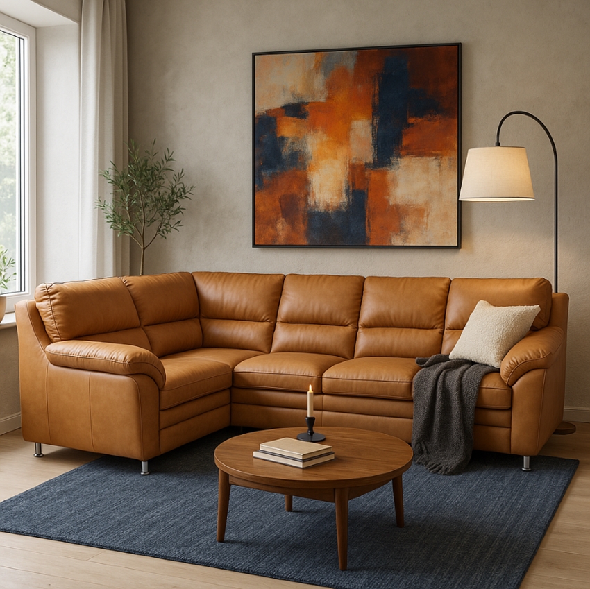 Palma Personers Sofa Sort Semi Spalt Læder Sort Malet Egetræ