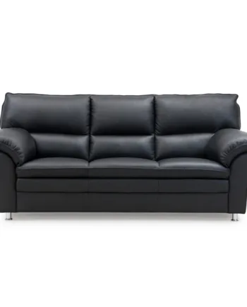 Palma Personers Sofa  Sort Semi Spalt Læder Stål Ben