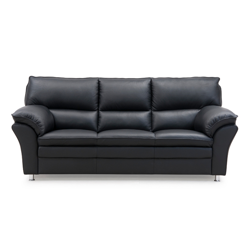Palma Personers Sofa Sort Semi Spalt Læder Stål Ben