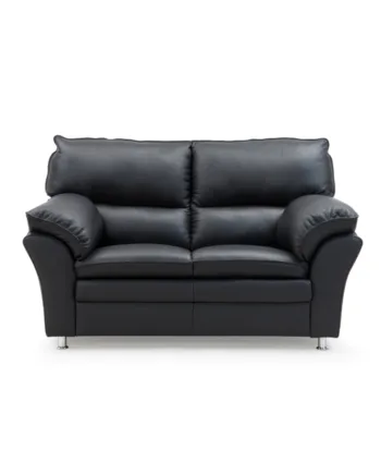 Palma Personers Sofa  Sort Semi Spalt Læder Stålben