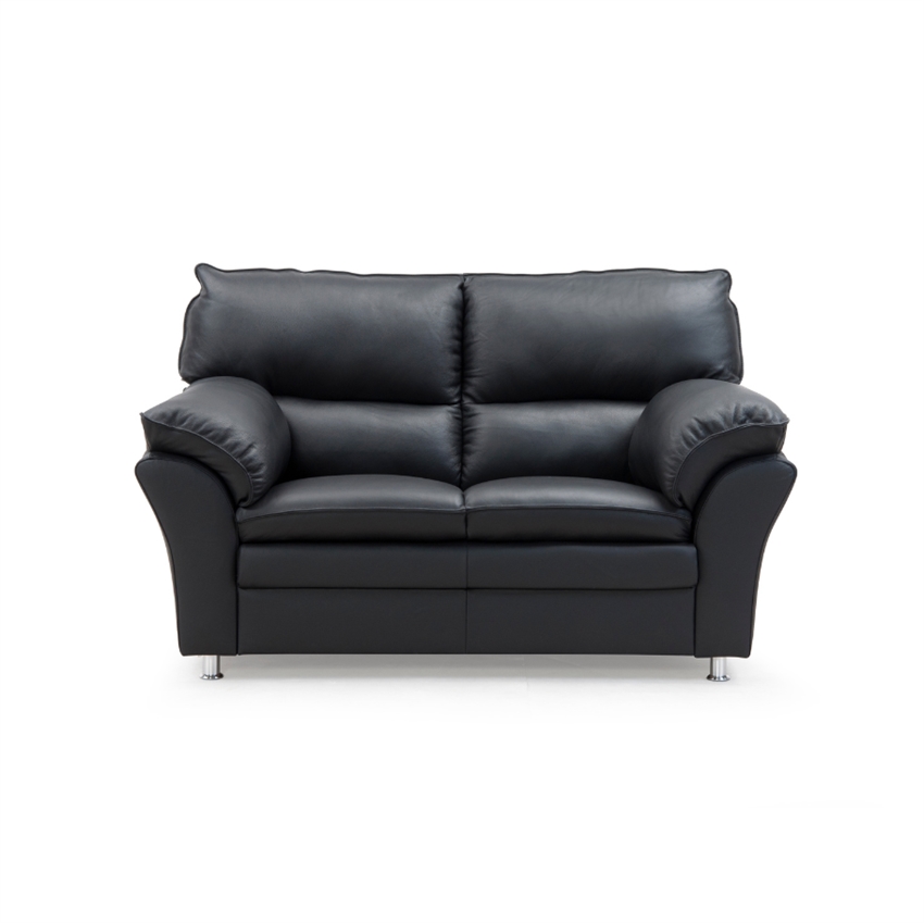 Palma Personers Sofa Sort Semi Spalt Læder Stålben