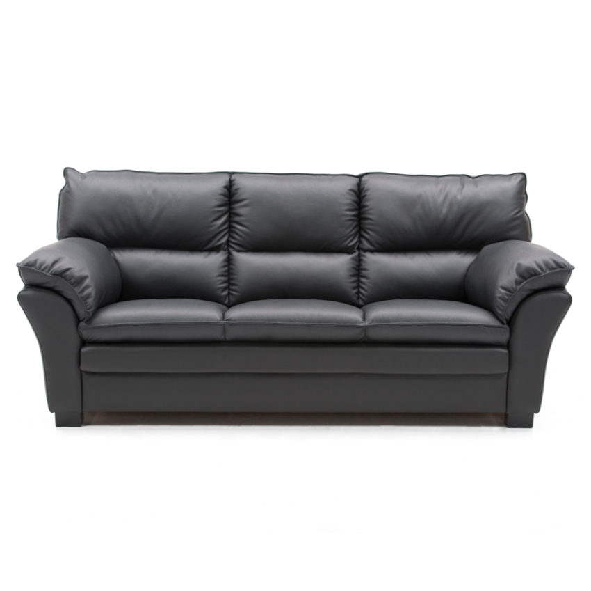 Palma Personers Sofa Sort Semi Spalt Læder Ubehandlet Egetræ