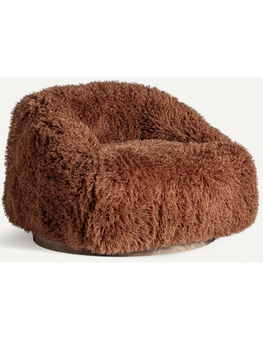 Pavia Lænestol Fyrretræ Polyester Plys H65 Brun Lyserbrun