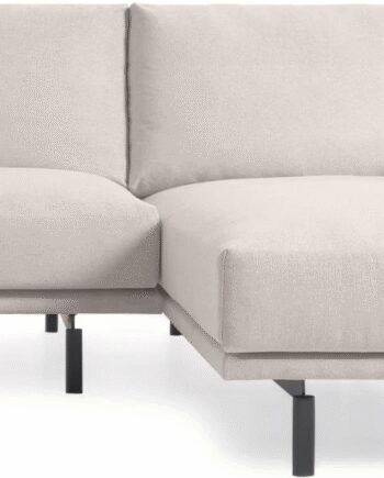 Personers Chaiselong Sofa Kave Home Galene Polstret Beige Stof Med Sorte Metalben Højrevendt