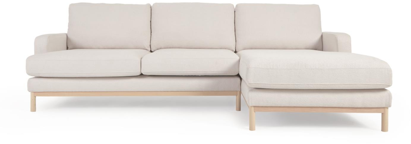 Personers Chaiselong Sofa Kave Home Mihaela Højrevendt Hvid Fleece Polstring Bæredygtig Genanvendt Pet 264154
