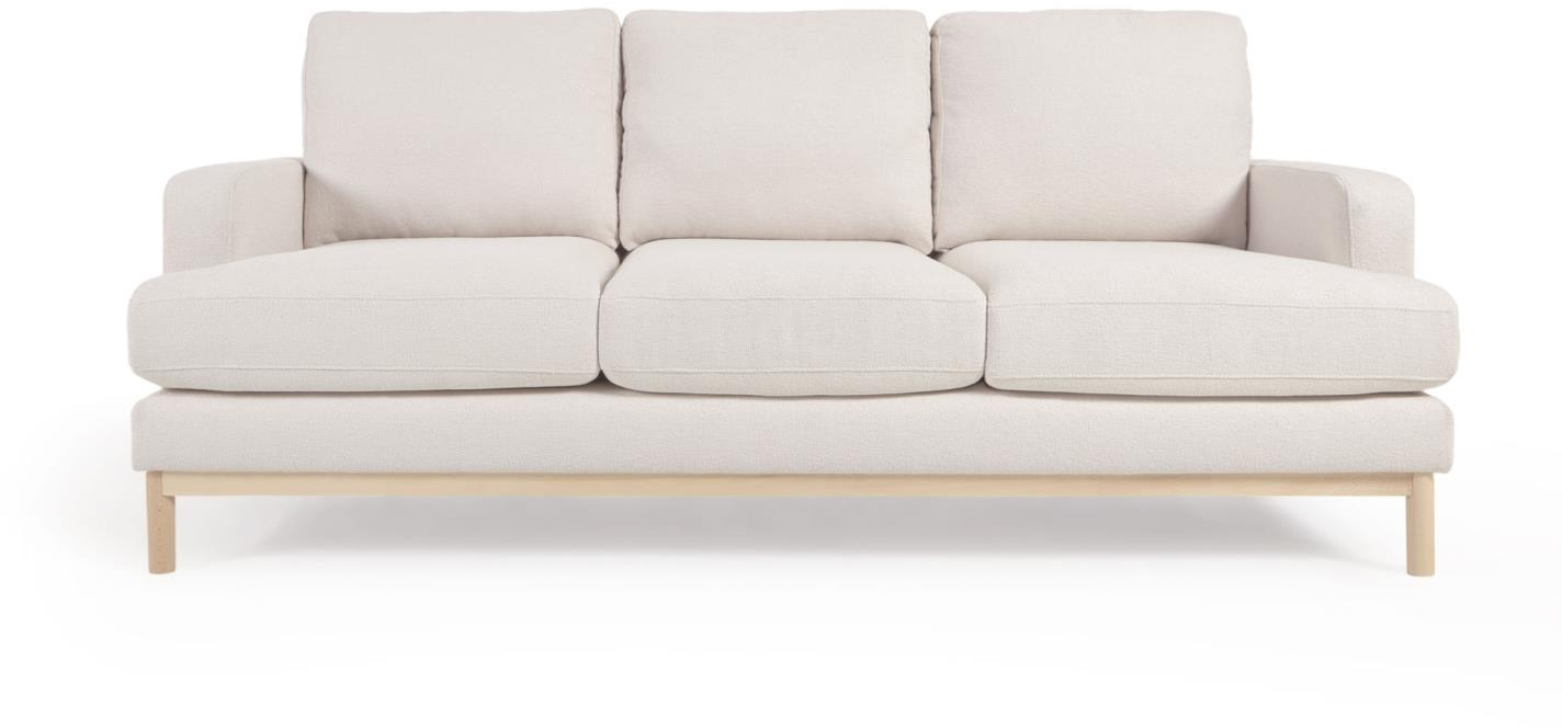 Personers Sofa Kave Home Mihaela Hvid Micro Boucl Bæredygtigt Bøgetræ H88b95l203