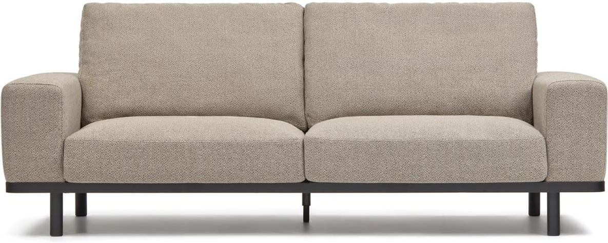 Personers Sofa Kave Home Noa Beige Sort Genbrugstekstil Med Sort Stålramme 230