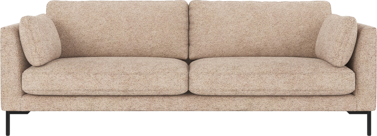 Personers Sofa Rowico Corwin Lysebeige Anna Stof Med Sorte Pulverlakerede Metalben 238x98x83