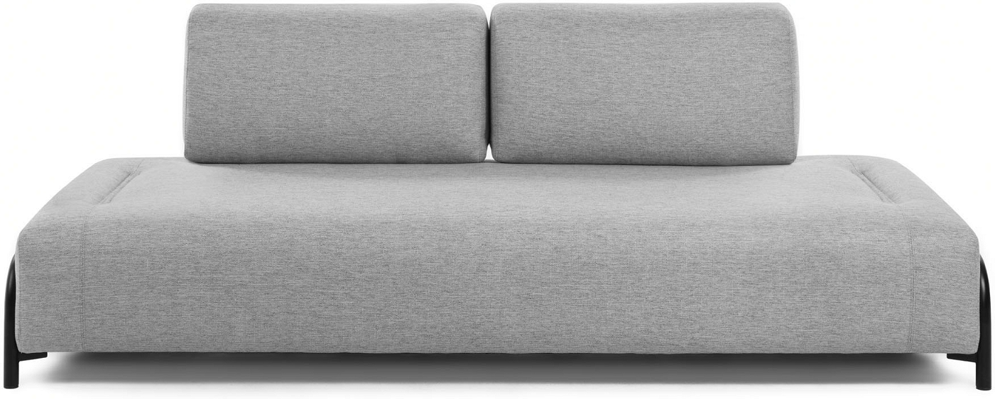 Personers Sofa Tresæder Kave Home Compo Nordic Grå Polstret Stof Uden Armlæn