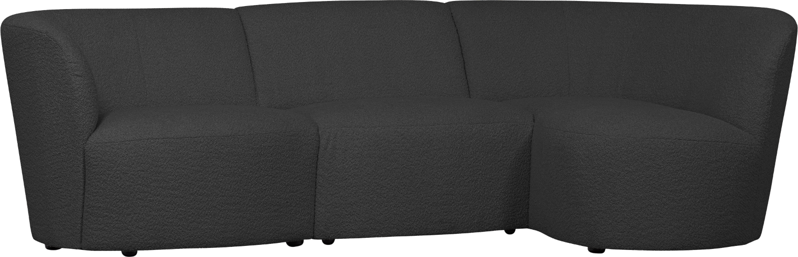 Personers Sofa Woood Coco Højrevendt Mørkegrå Uldboucl Chaiselong
