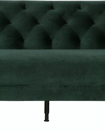 Personers Sofa Woood Nisa Mørkegrøn Fløjlstof Elegant Kapitonering Sorte Metalben