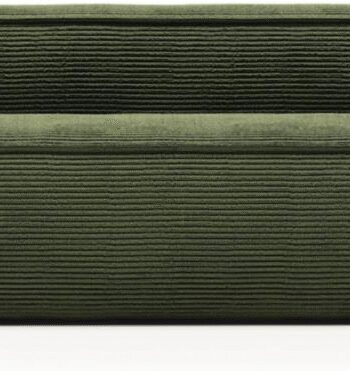 Personers Trepersoners Sofa Kave Home Blok Polstret Grøn Corduroy Stof Nordisk Moderne