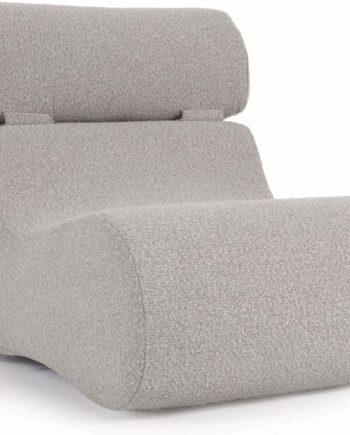 Polstret Lænestol Kave Home Club Lysegråt Fleece Stof Med Ergonomisk Form Foldbar Nakkestøtte