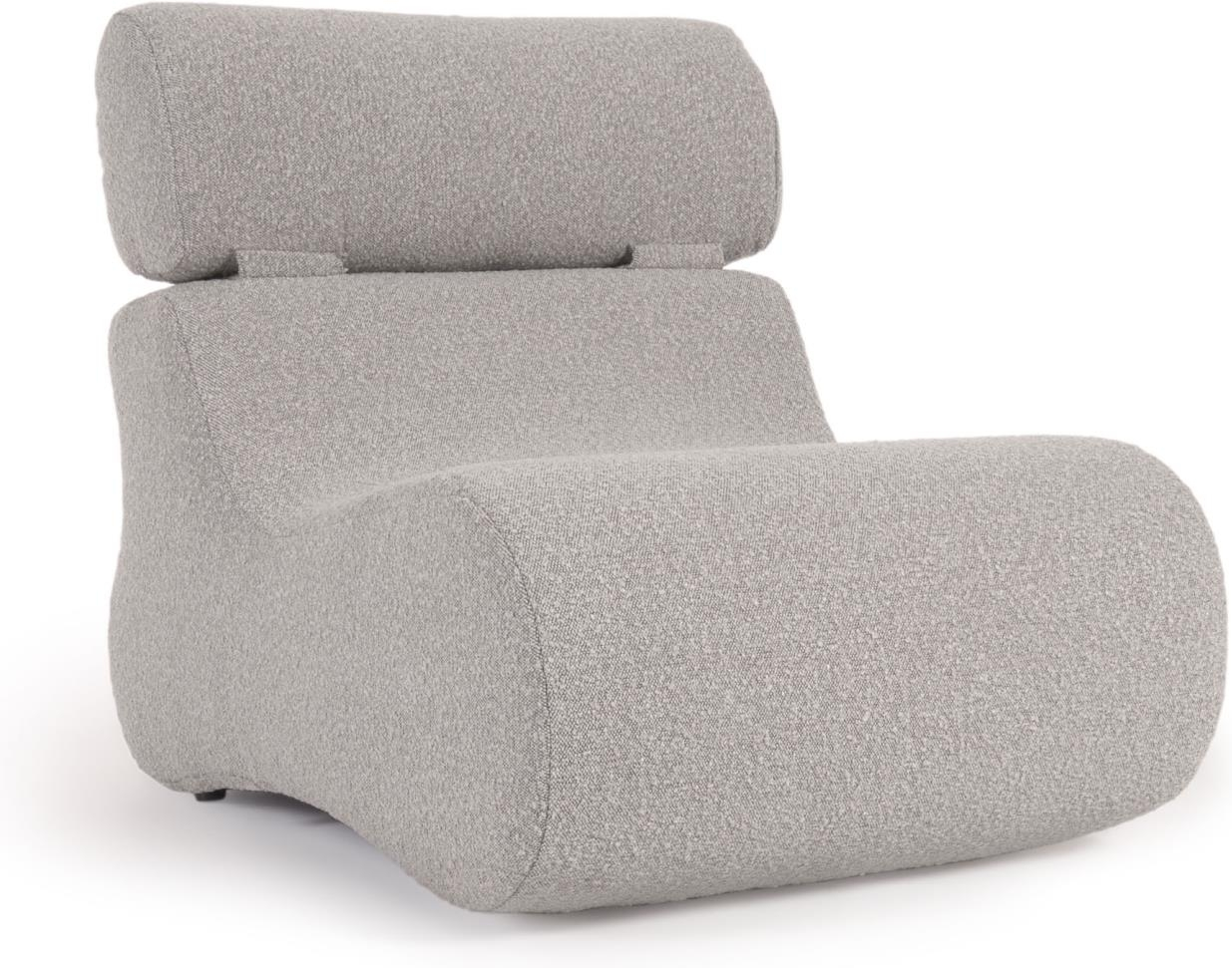 Polstret Lænestol Kave Home Club Lysegråt Fleece Stof Med Ergonomisk Form Foldbar Nakkestøtte