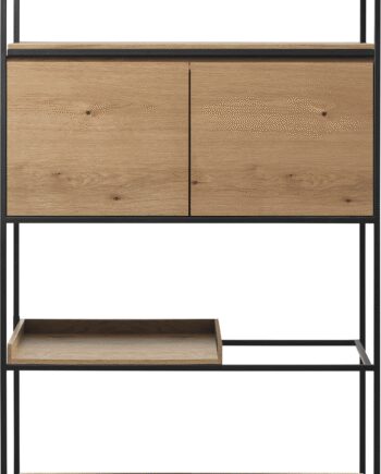 Reol Nordique Design Rivoli Egetræ Natur Sort Metalramme Nordisk Opbevaringsreol Med Låger