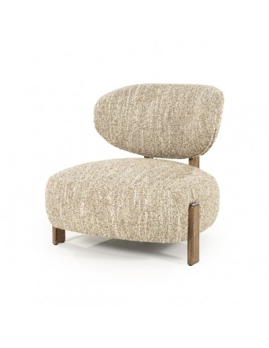 Reza Lænestol Egetræ Boucl Polyester H77 Brun Beige