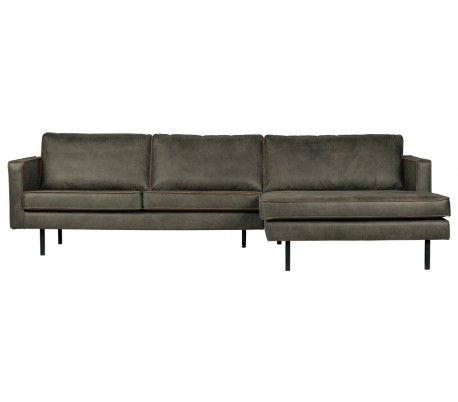 Rodeo Sofa Med Højrevendt Chaiselong Læder B300 Vintage Armygrøn