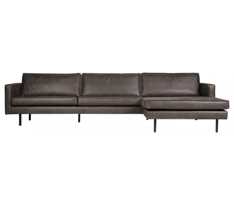 Rodeo Sofa Med Højrevendt Chaiselong Læder B300 Vintage Sort