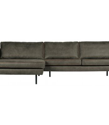 Rodeo Sofa Med Venstrevendt Chaiselong Læder B300 Vintage Armygrøn
