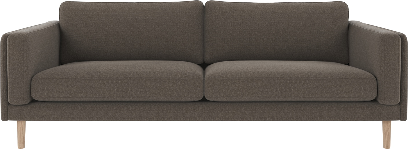 Rowico Braden Personers Sofa Mellemgrå Rita Stof Med Hvidvaskede Egetræsben Skandinavisk Design