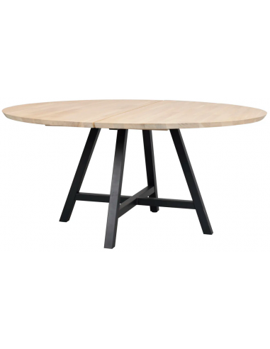 Rowico Carradale Rundt Spisebord Metal Egetræ ø150 Sort White Wash