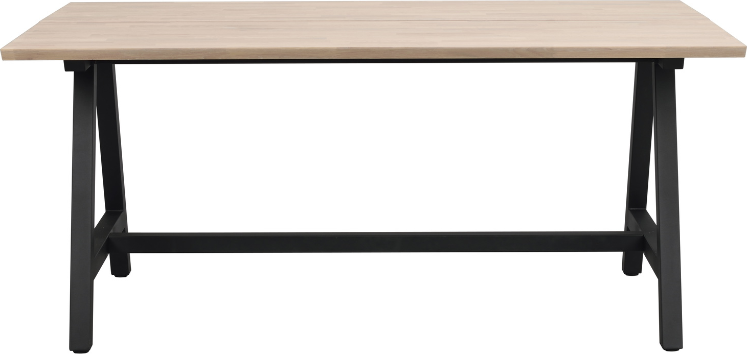Rowico Carradale Spisebord Ben 170100 Massivt Hvidkalket Olieret Egetræ Sort Metal Fsc 100