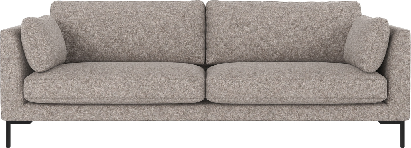 Rowico Corwin Personers Sofa Gråt Bobby Stof Med Sort Pulverlakeret Metalstel