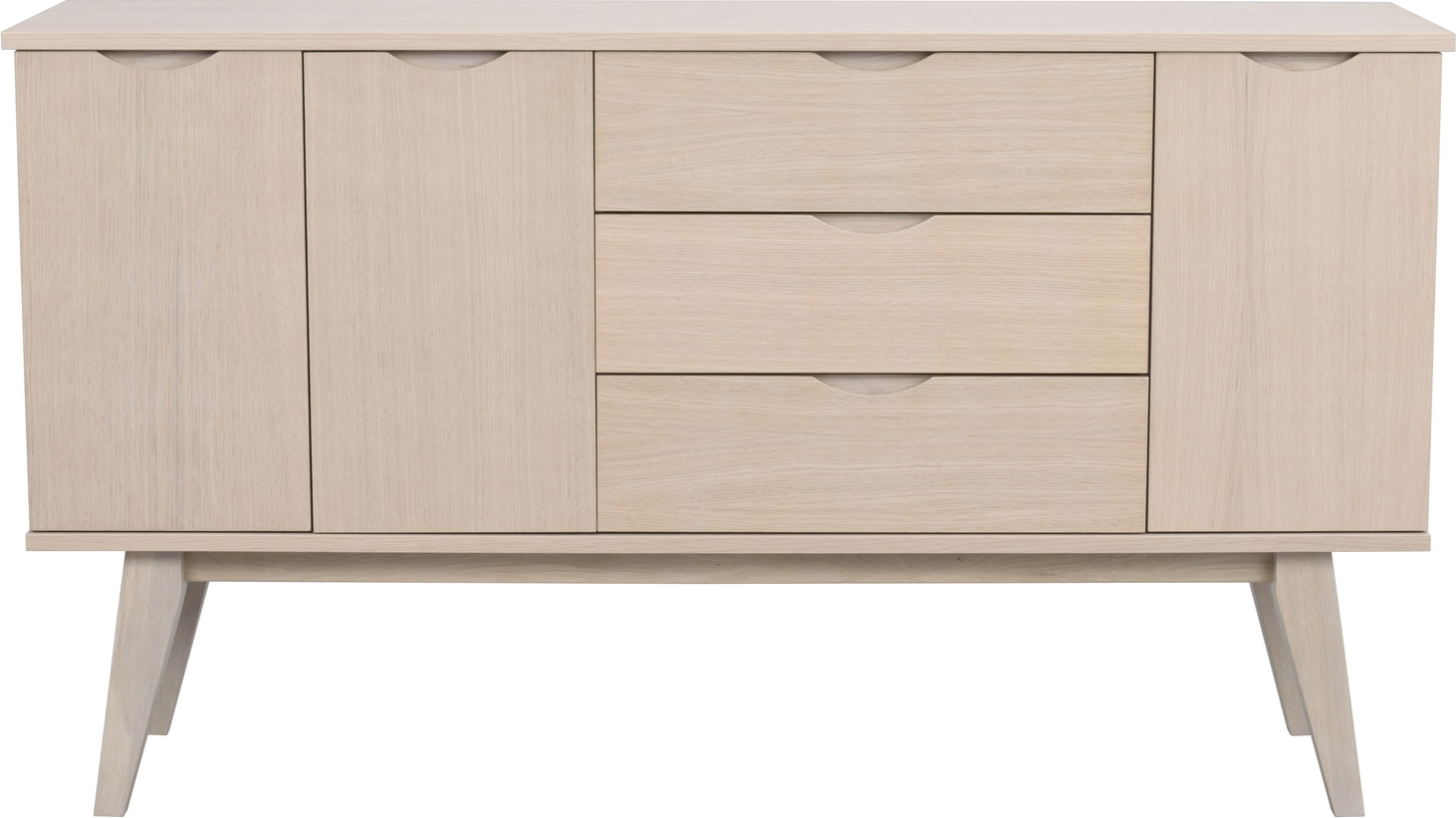 Rowico Filippa Skænk H85b150d40 Hvidkalket Egetræsfiner Skandinavisk Grebsfrit Design Med Push Open Soft Close