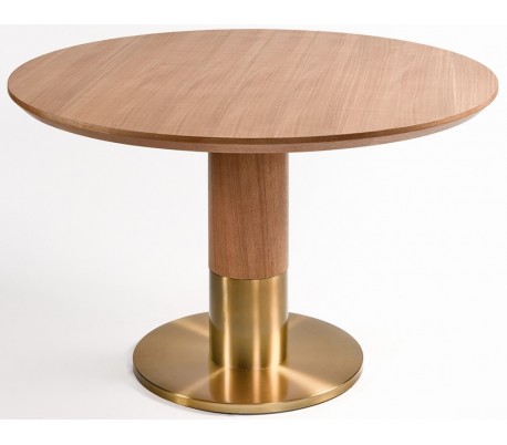 Rundt Spisebord Ask Træ Metal ø120 Natur Guld