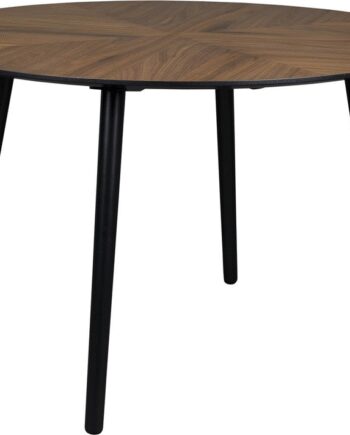 Rundt Spisebord Dutchbone Clover ø120 Valnødfiner Lakeret Finish Gummitræsben Mørk Natur Vintage