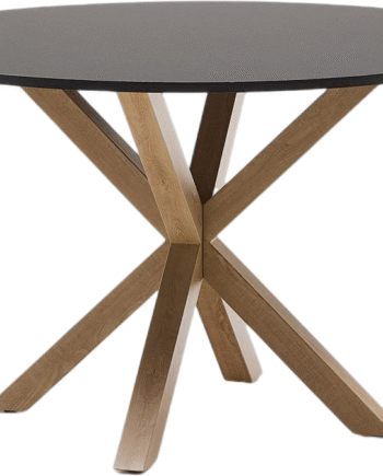 Rundt Spisebord Kave Home Argo ø120 Sort Natur Mdf   Stålben