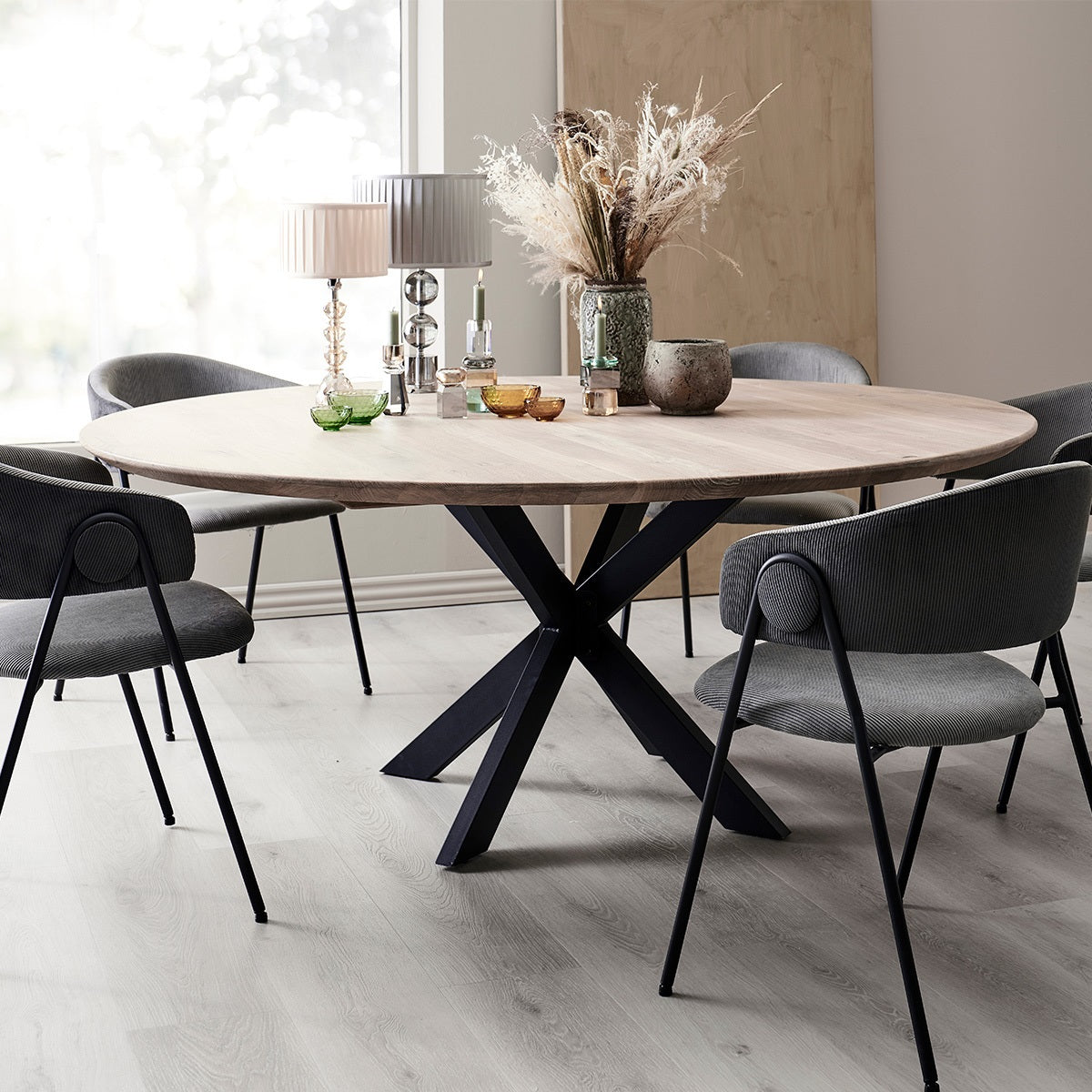 Rundt Spisebord Massiv Model Boston Opus Base ø100 Hvid Olie
