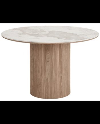 Rundt Spisebord Mdf Keramik ø120 Mørkebrun Beige Marmoriseret