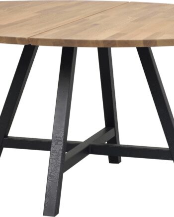 Rundt Spisebord Rowico Carradale ø150 Fsc 100 Certificeret Massivt Egetræ Sort Pulverlakeret Metal