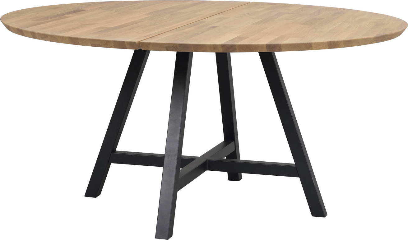 Rundt Spisebord Rowico Carradale ø150 Fsc 100 Certificeret Massivt Egetræ Sort Pulverlakeret Metal