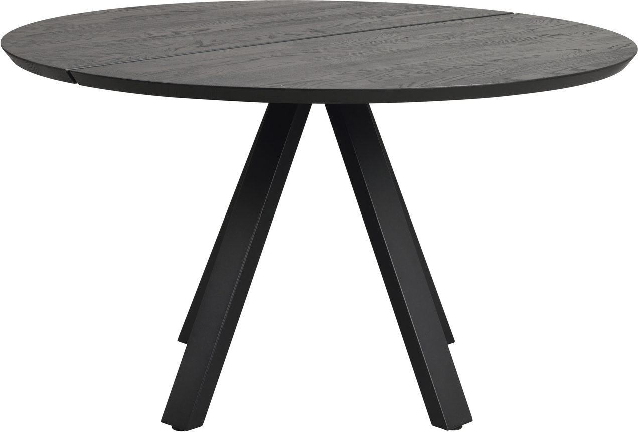 Rundt Spisebord Rowico Carradale ø130 Sort Massiv Pulverlakerede Metalben