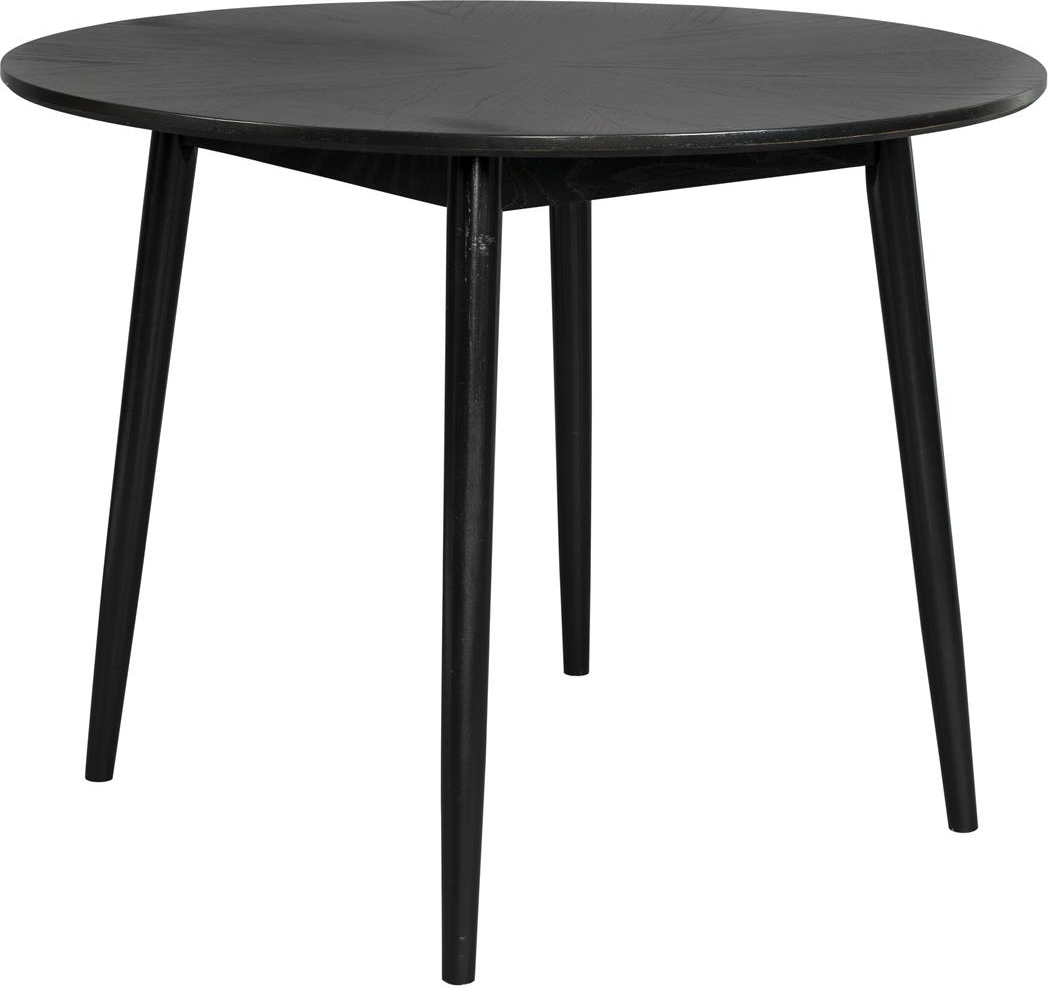 Rundt Spisebord Studio White Fabio ø120 Sort Egetræ Med Fineret Bordplade
