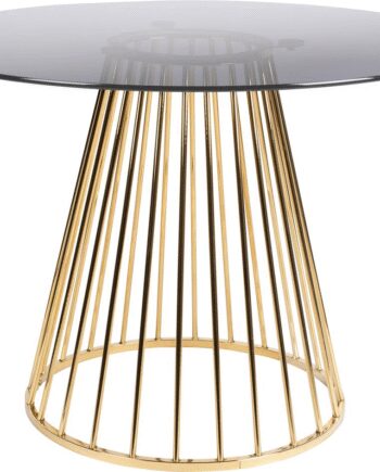 Rundt Spisebord Studio White Floris ø104 H75 Glasbord Guldmetalstel